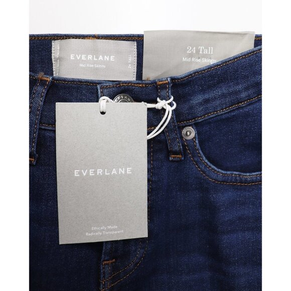 NWT Everlane The Authentic Stretch Mid Rise Skinny Jean Dark Blue Wash‎ 24 Tall - Picture 7 of 10